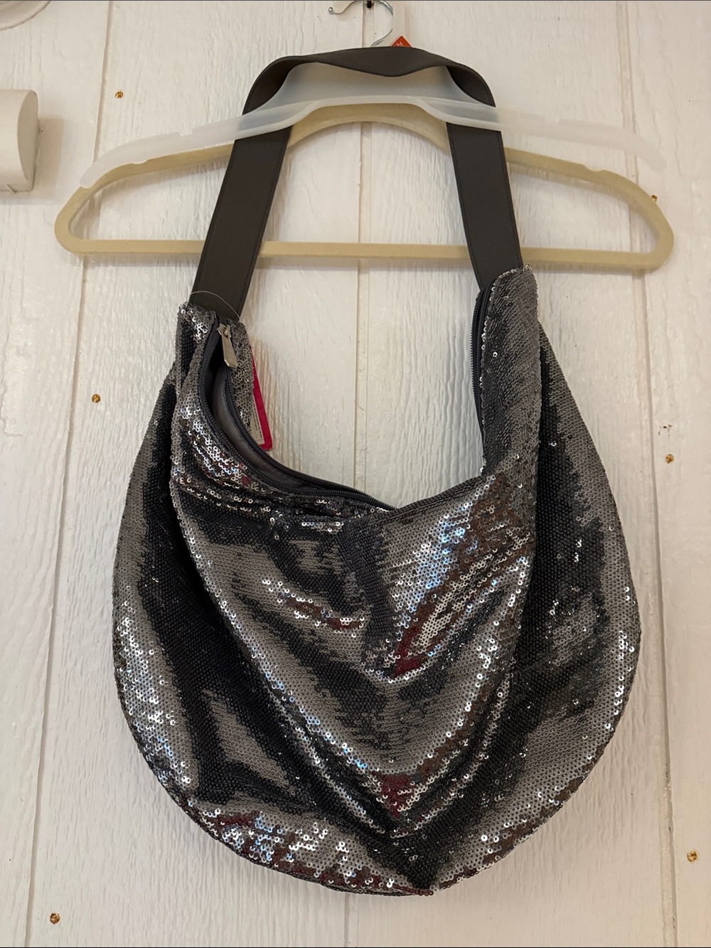Xhilaration Silver Sequin Hobo Bag